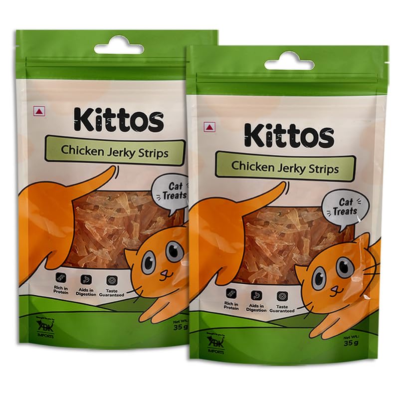Sponsored Ad - Kittos Chicken Jerky Strips Cat Treats Suitable for Training Rewards and Feeding Snacks, 35 gm Each, Packs of 2
