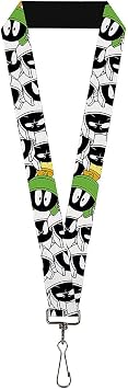 Buckle-Down mens Lanyard - 1.0 Marvin the Martian Expressions Stacked White Key Chain, Multicolor, One Size US