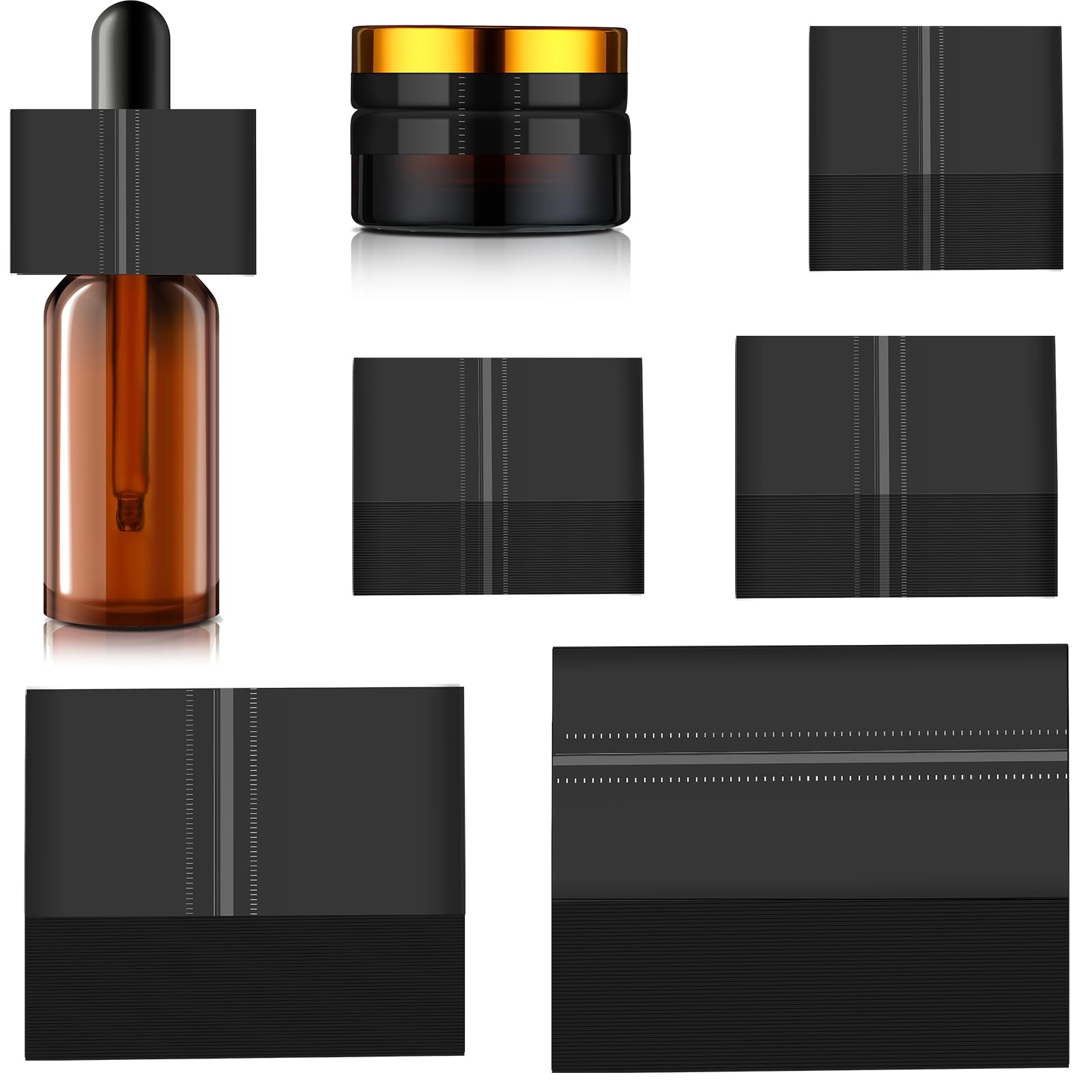 Boao1250 Pieces Shrink Band for Bottles PVC Heat Shrink Wrap for Jars Perforated Shrink Wrap for Bottles Shrink Band Tamper for Cans and Tins, 5 Size, 250 Pieces of Each Size (Black)