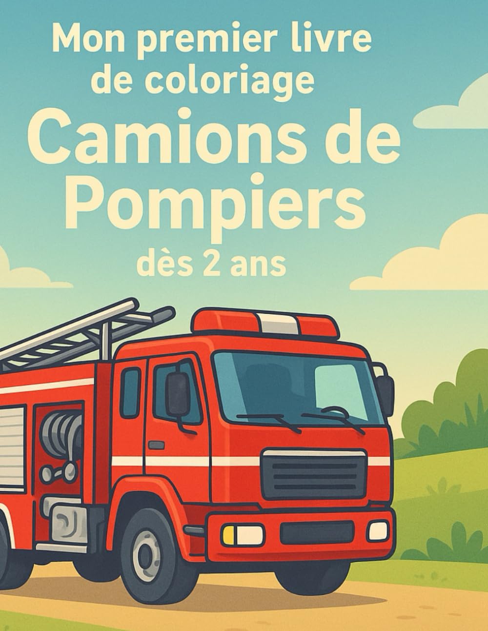 Mon premier livre de coloriage Pompiers dès 2 ans – Gros dessins simples de véhicules de secours: 40 camions de pompiers, ambulances, voitures de ... lignes épaisses et grandes zones blanches
