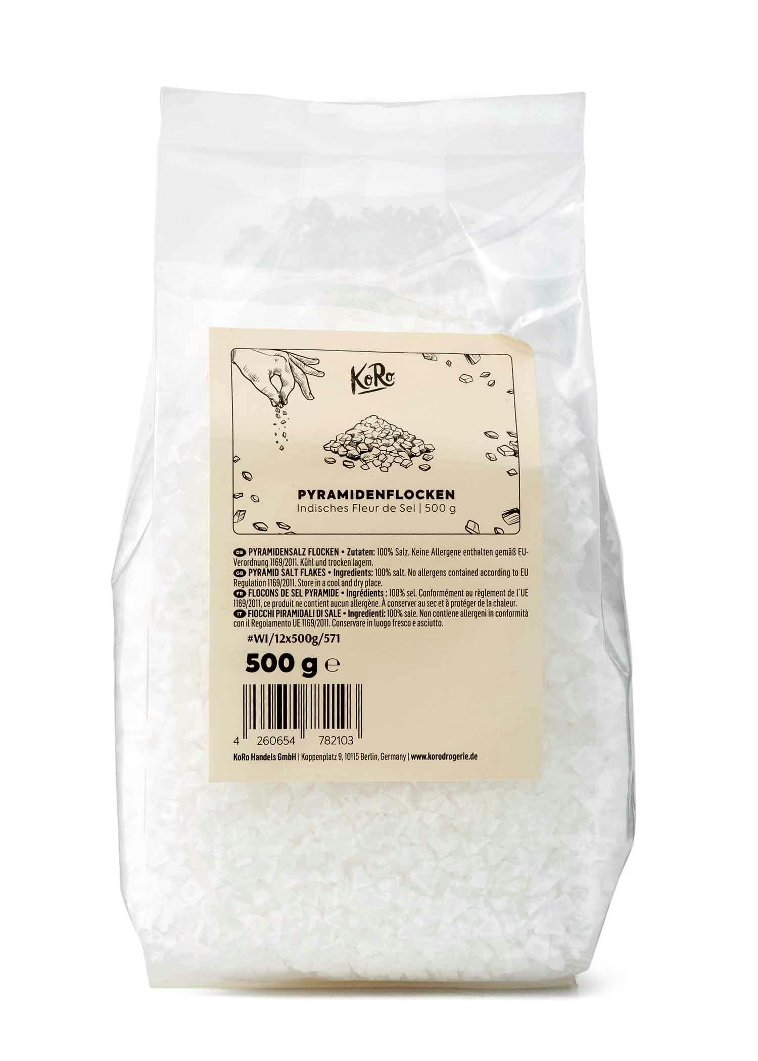 KoRo - Fleur de sel pyramide 500 g - Flocons de soleil pour affiner les plats de toutes sortes