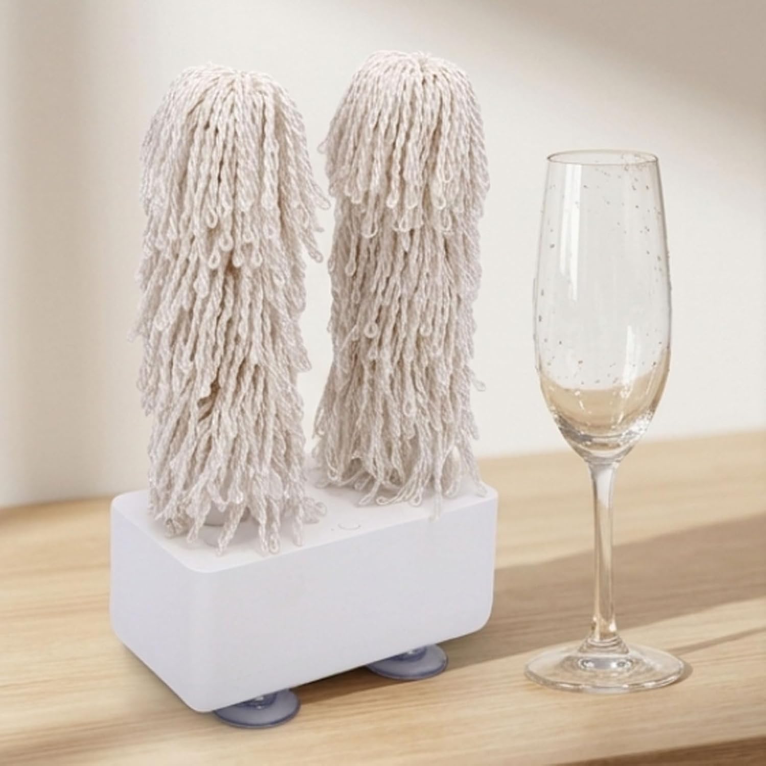 Polisseuse À Verre Électrique Pour Usage Domestique, 600 Tr/min, Polisseuse À Double Brosse, Têtes De Brosse En Microfibre, Utilisation Sur Verres Secs Et Humides, Idéale Pour Les Verres À Vin