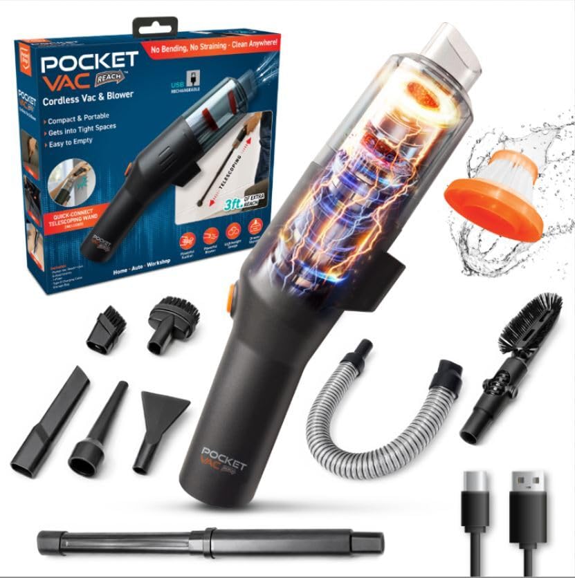 POWER BULLET ハンドヘルド掃除機 黒 Amazon.co.jp: Pocket Vac Reach ハンドヘルド掃除機 3フィートの延長