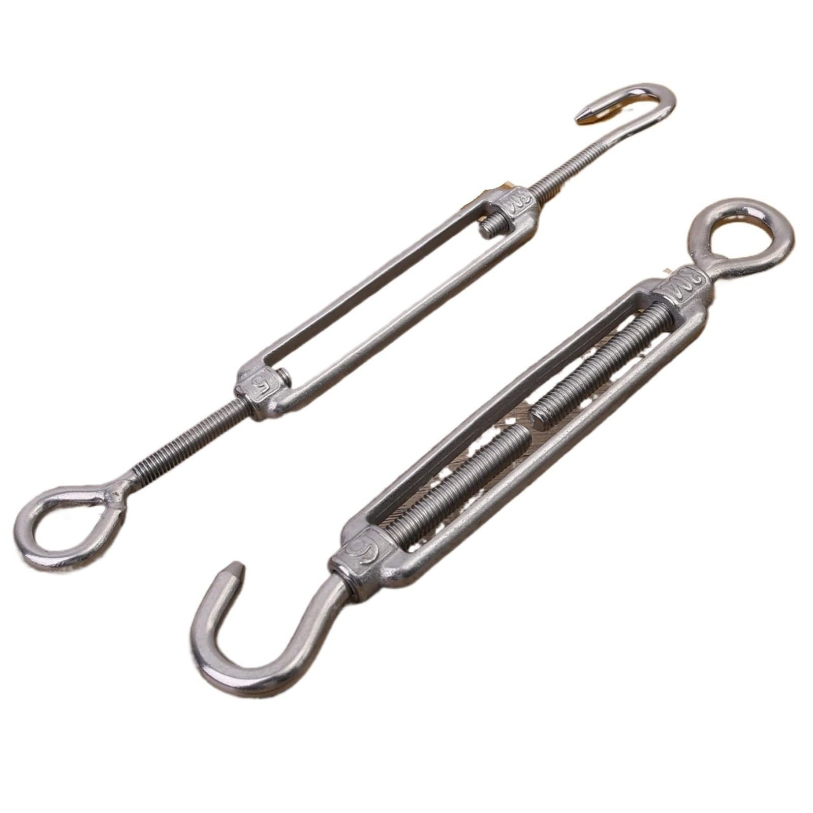 5 pezzi di tenditori a gancio e occhiello in acciaio inossidabile, set tensionamento for cavi da giardino regolabili, dispositivo bloccaggio del tenditore Per Interni Ed Esterni(M6)