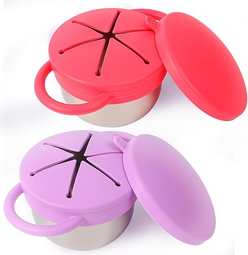 Miniatura 11 de Vaso de acero inoxidable a prueba de derrames para bebés y niños pequeños, con recogedor de alimentos de silicona, tapa de viaje, recipientes a