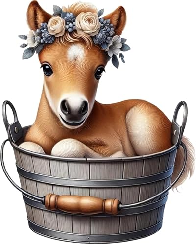 4 adesivi in vinile a forma di cavallo a secchio, segni di copertura, decorazione da parete vivace, multiuso resistenti alle intemperie, per laptop, auto, telefono e altro (cavallo secchio, x1 20 cm