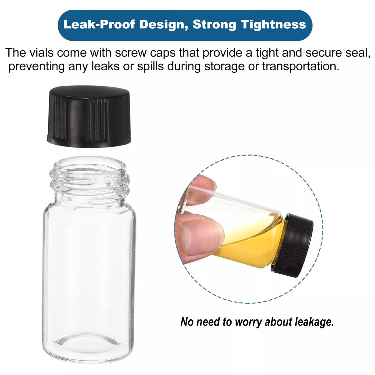 25 Bottigliette Vetro 30ml Con Tappo Nero - Fiale Campioni Hermetiche Per Laboratorio, Oli Essenziali E Cosmetici - Foto 3