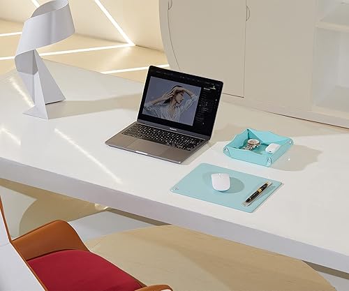 Miniatura 7 de Lujosa alfombrilla de ratón de cuero con ranura para bolígrafo de aluminio, elegante y práctico-marrón. Con soporte para bolígrafo de aluminio CNC