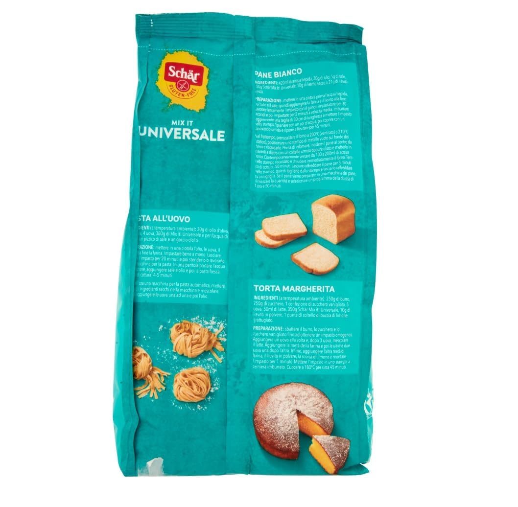 Italian Gourmet Bundle farine sans gluten 5 x 1 kg, mix universel pour pain gâteaux pizza pâtes fraîches biscuits panure, préparation polyvalente sans blé + Italian Gourmet polpa