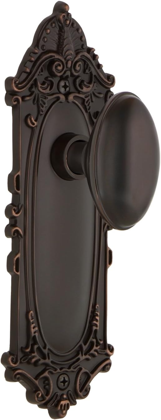 Nostalgic Warehouse Victorian Plate with Homestead Knob, Privacy - 2.375", Polished Brass