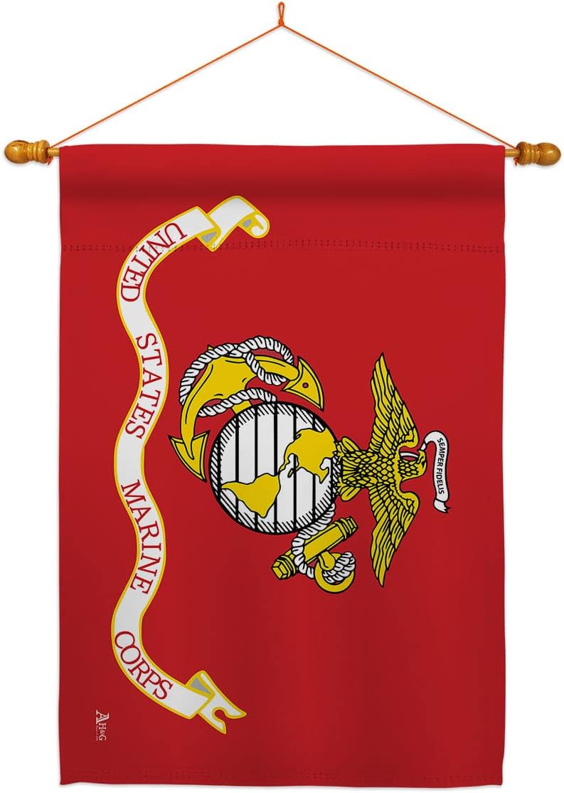 Marine Corps House Flag Armed Forces USMC Semper Fi United State American Military Veteran Retire Official Small Decorative Gift Yard Banner Double-Sided Made In USA 28 X 40