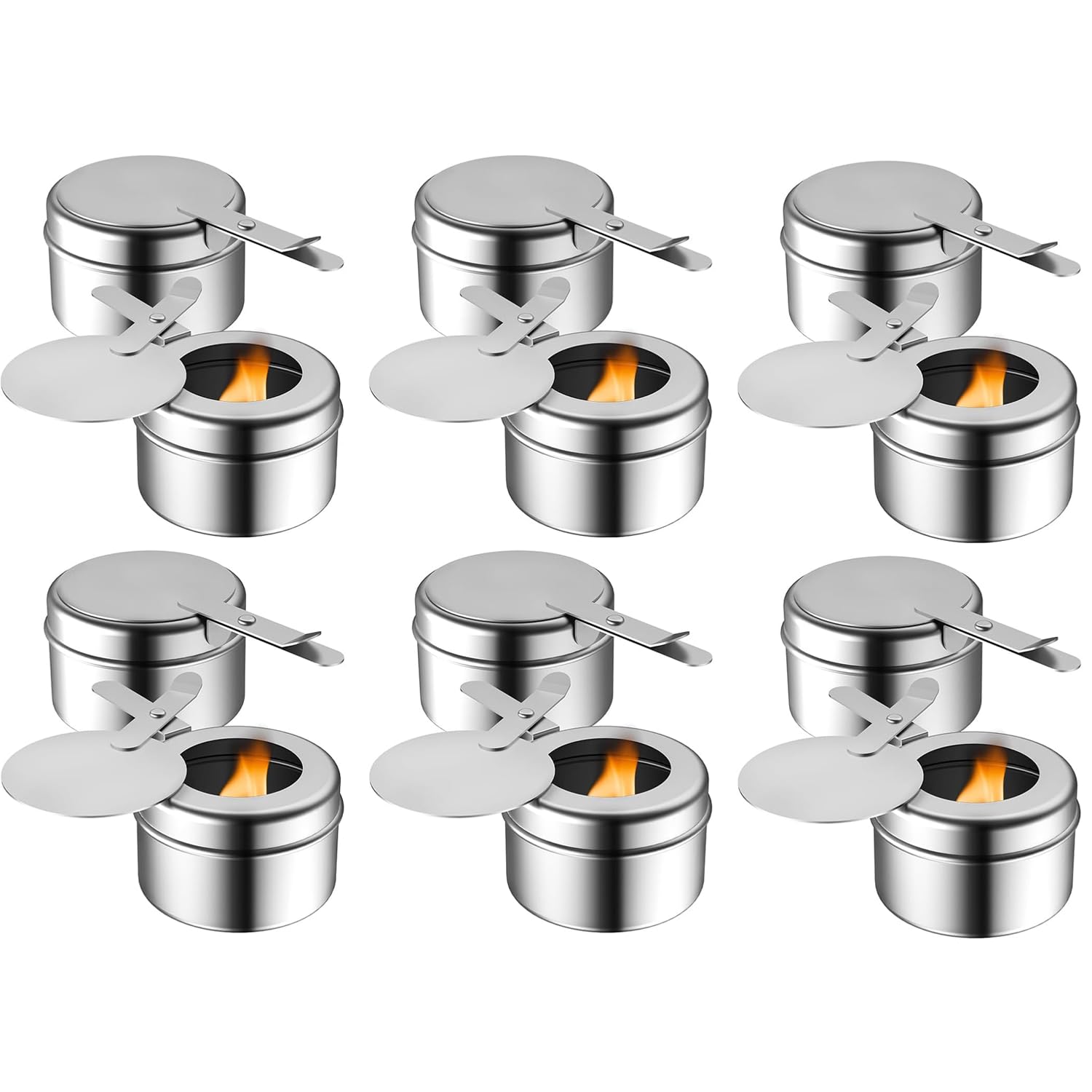 12 Pièces Récipient pour Pâte à Brûler, Récipient pour Pate Combustible Fondue, Accessoires pour Buffet -Cuiseur à Alcool en INOX pour Hotpot, Drypot, Poisson Grillé