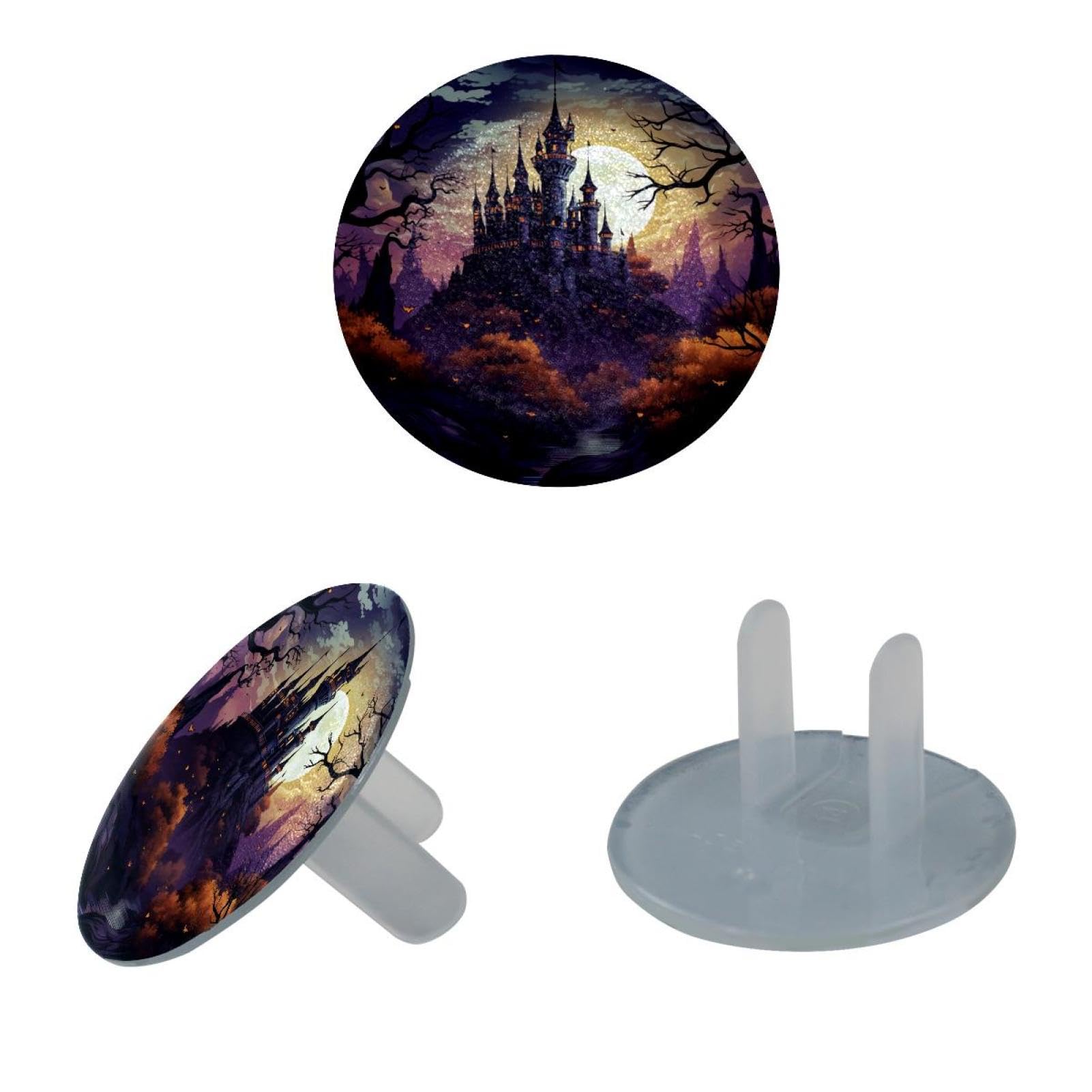 24 Pack Outlet Covers Baby Child Proofing, Halloween Castle 2-Prong Electrical Safety Socket Protection Caps