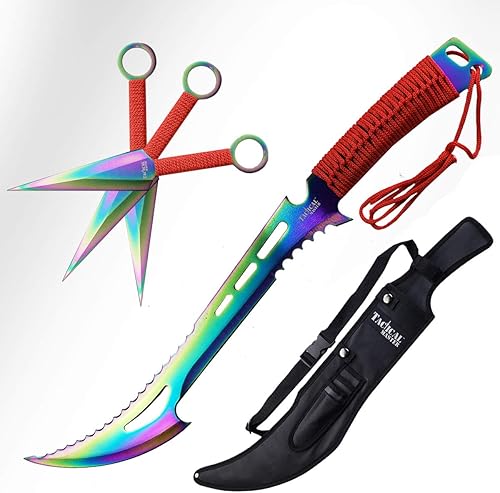 Miniatura 9 de Juego de machete con cuchillos de lanzamiento. para camping, deportes al aire libre y colecciones negro,