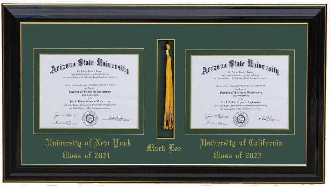 3art Double Diploma Tassel Frame 8.5x11 (CUSTOMIZABLE)
