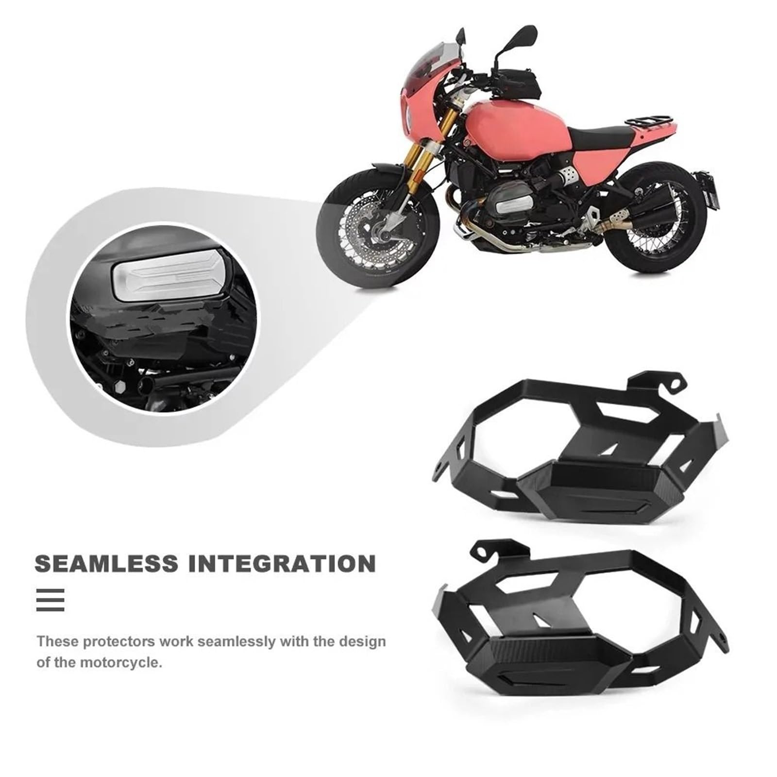 Seitenverkleidungen Zylinderkopfschutzabdeckung passend für Bmw R12 R12nineT R 12 NINET 2023- Motorradzubehör Motorschutz Motorrad Kühlerschutz(Black-Black)