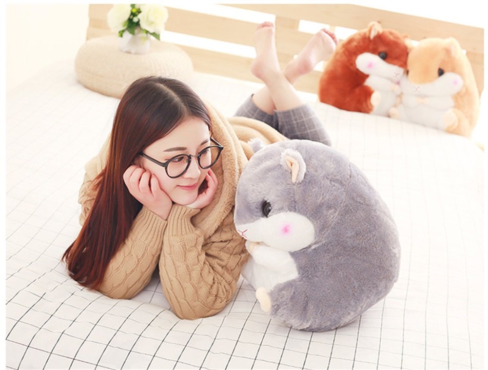 YunNasi Peluche Giganti Criceto con Coperta Cuscino Peluche Coccolone di Animale 50cmx30cm (Grigio)