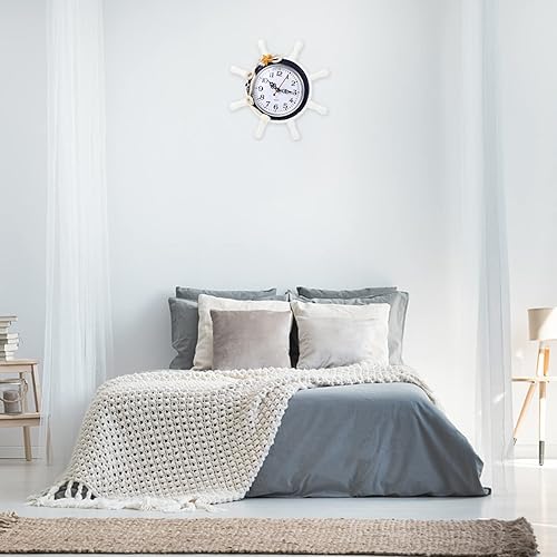 Miniatura 2 de Silencioso estilo mediterráneo reloj de pared cuerda decoración de pared náutico Mships reloj para sala de estar al azar