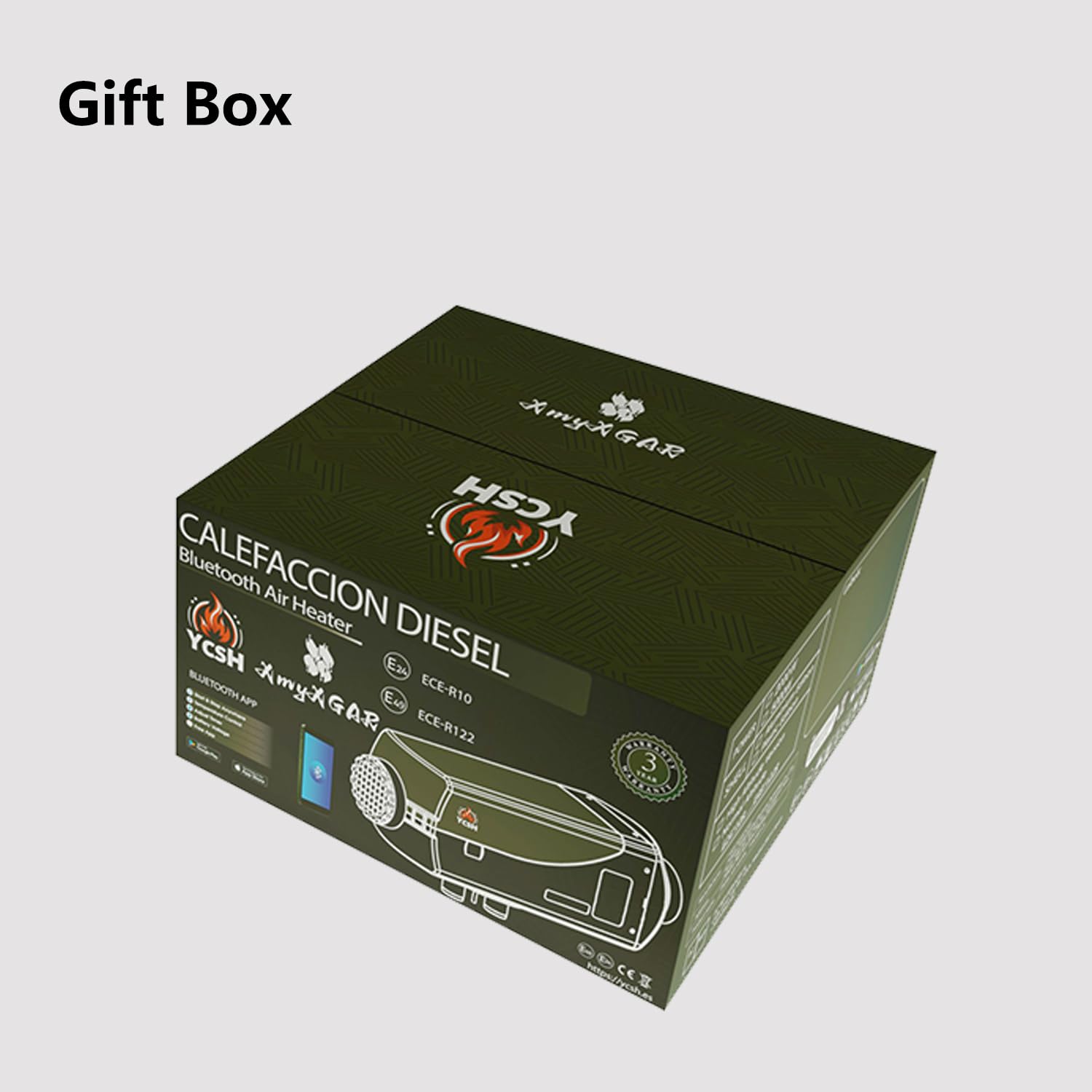 YCSH Calefaccion estacionaria diesel 5kw 12v ch22 v3, Calefaccion homologable ITV de Aire diésel de Bluetooth 12V con Bomba de Aceite silenciosa, Altitud Disponible 5,000 m, Nuevo Modo de ventilación