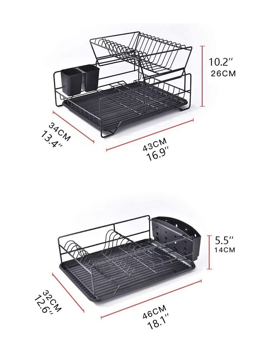 Geschirrabtropfg Abtropfgestell Abtropfständer Abtropfgestell-Set 2-stöckiges Abtropfgestell Aus Stahl, Abtropfgestell, Abtropfgestell, Besteckkorb Aus Metall Geschirrablage Abtropfkorb Geschirrabtrop
