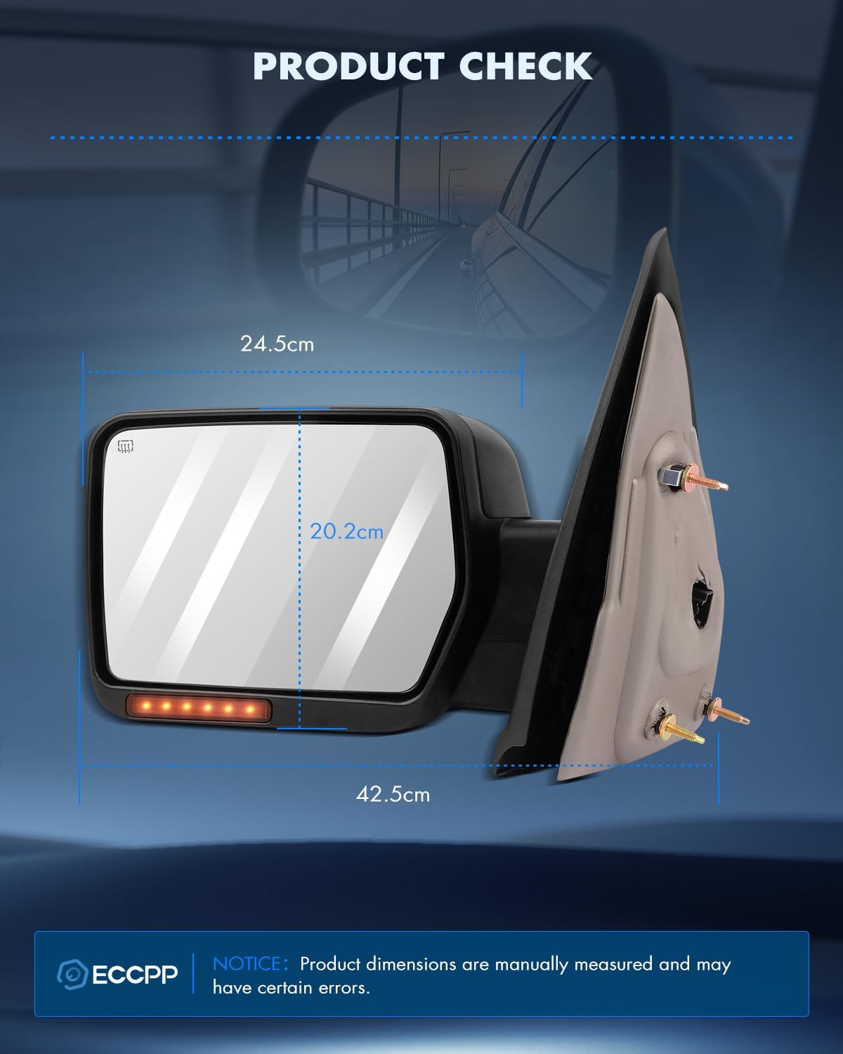 ECCPP L+R Power Towing Mirrors Heated Puddle Signal Lights for 2007-2014 for Ford for F150 Side View Pair Set