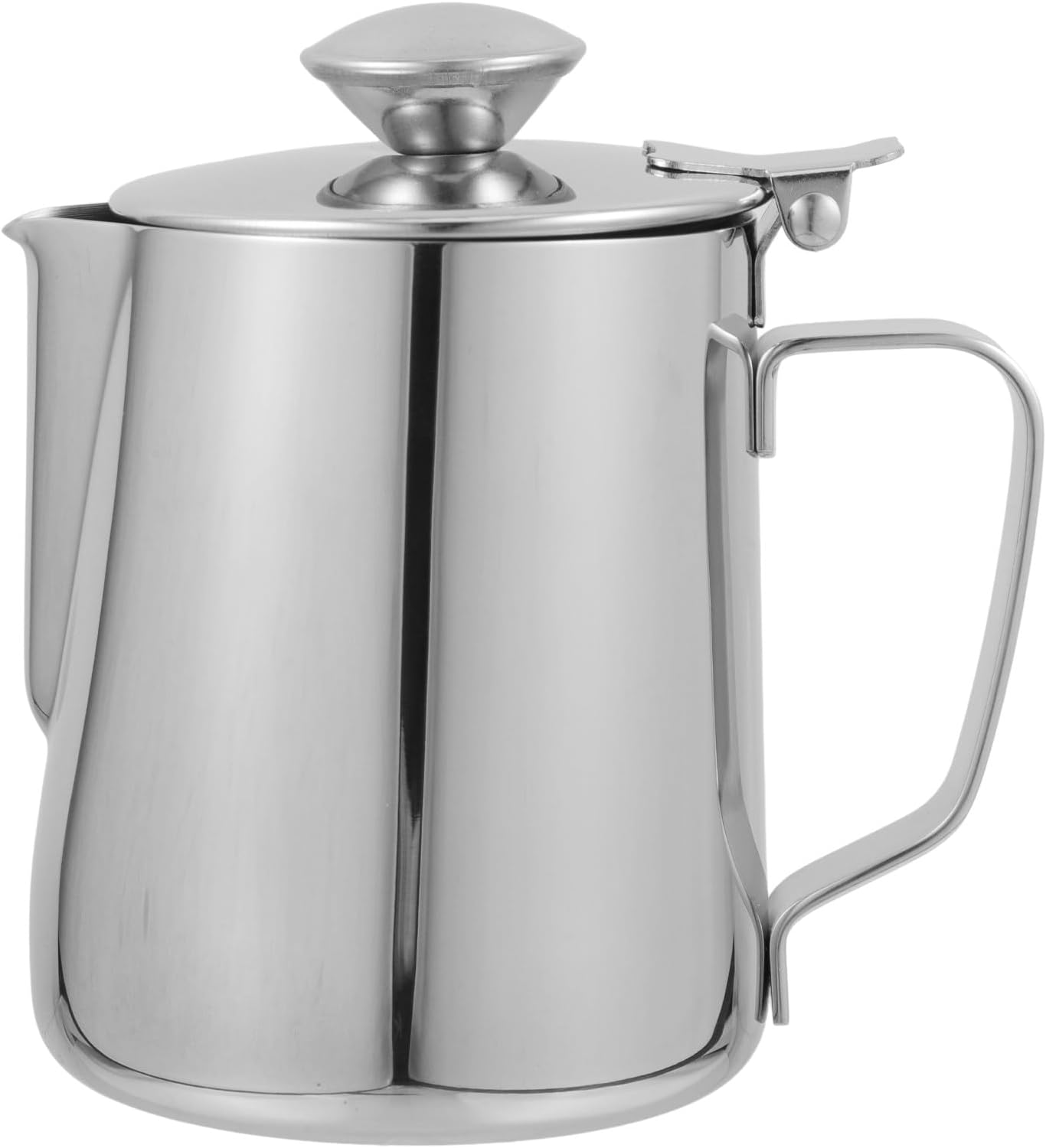Stainless Steel Milk Frothing Pitcher 350Ml with Lid Espresso Pouring Cup Rust-Proof Coffee Frother Suitable for Home and Travel