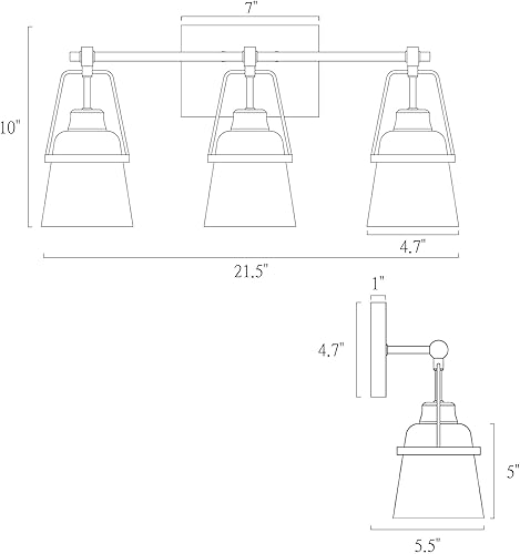 Miniatura 2 de Lámparas de baño de oro negro, modernas luces de tocador de granja sobre el espejo, 3 luces de cobre dorado con pantalla de metal y artesanía