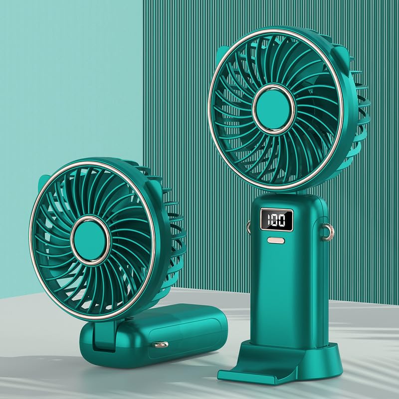 Handheld Folding Small Fan with Neck Hanging, Portable Student Charging, Long Battery Life, Digital Display, Aromatherapy Small Fan