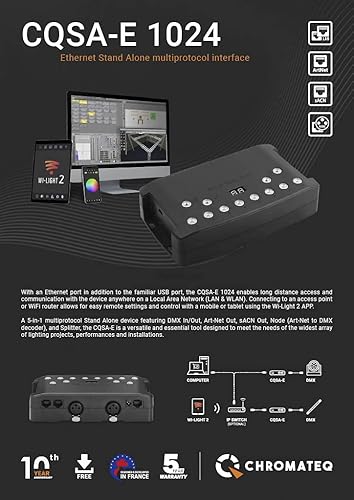 Miniatura 6 de CQSA-E PRO USB DMX Ethernet Stand Alone Multiprotocol Interfaz y software (solo descarga), negro
