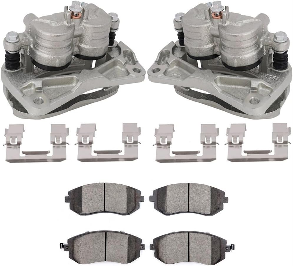 Ineedup Front Left & Right Disc Brake Calipers Assembly with Bracket and Ceramic Pads 19B2683B 19B2682B D929 2005-2006 For Saab 2002-2013 For Subaru (6PCS)
