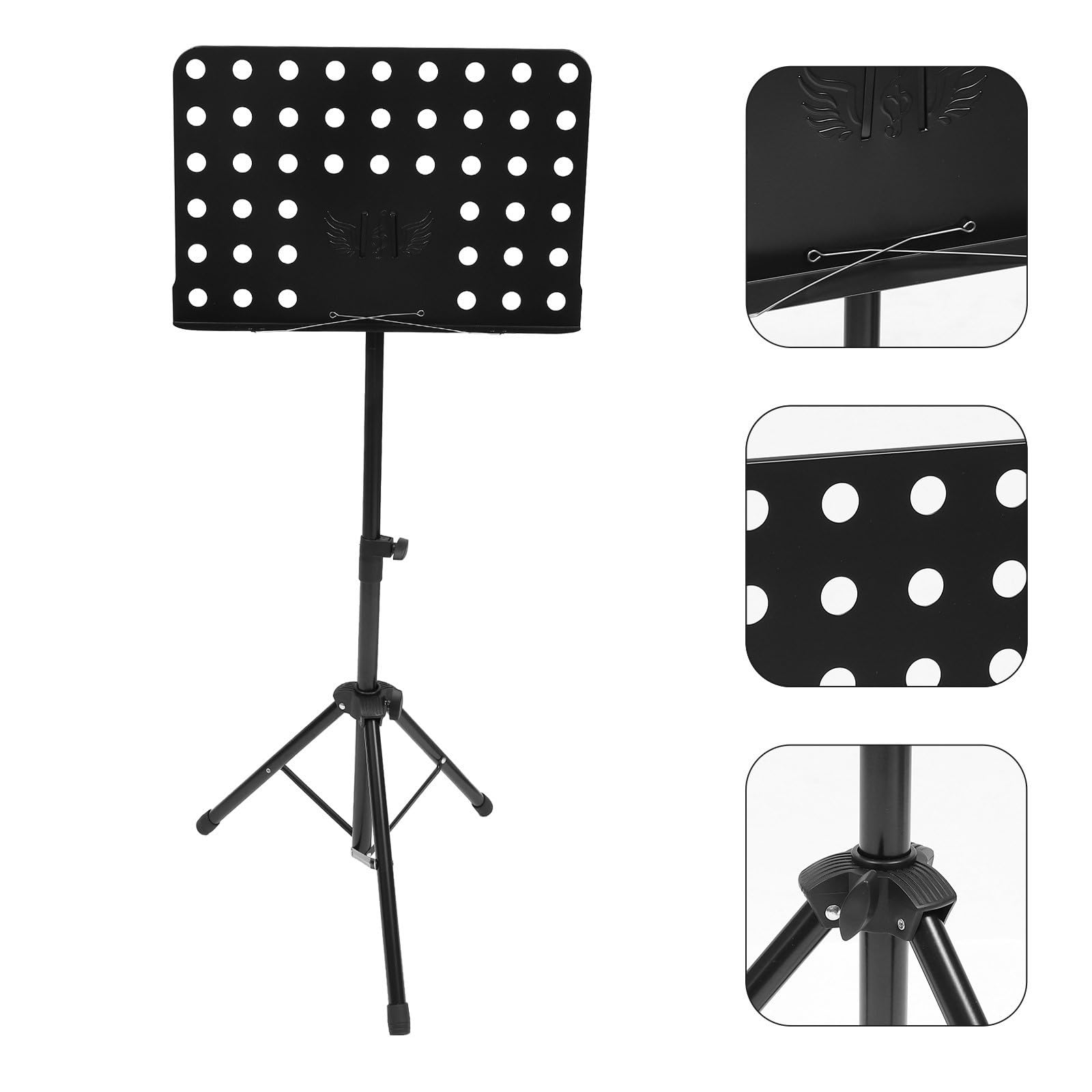 Atril de Partituras Negro Plegable y Ligero de Acero para Libros de Música y Tablets, Adecuado para Tocar Guitarra y Cocinar
