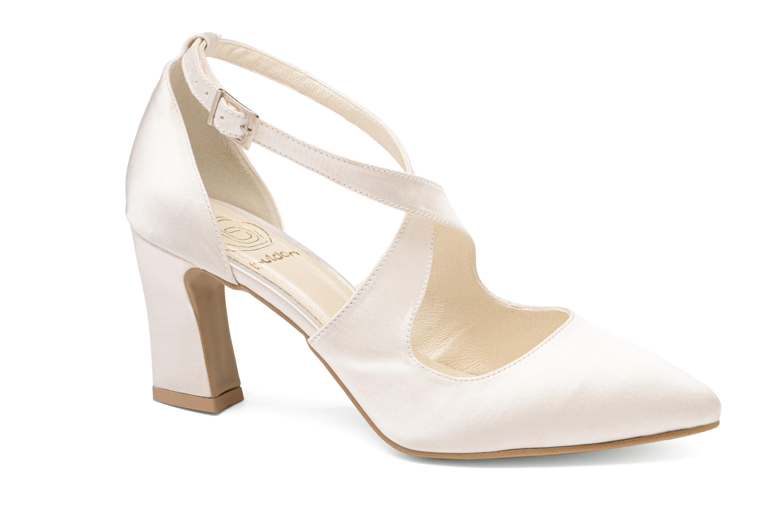 Butdam Brautschuhe Damen Hochzeit Tanzschuhe Blockabsatz IGA Satin Ivory/Creme