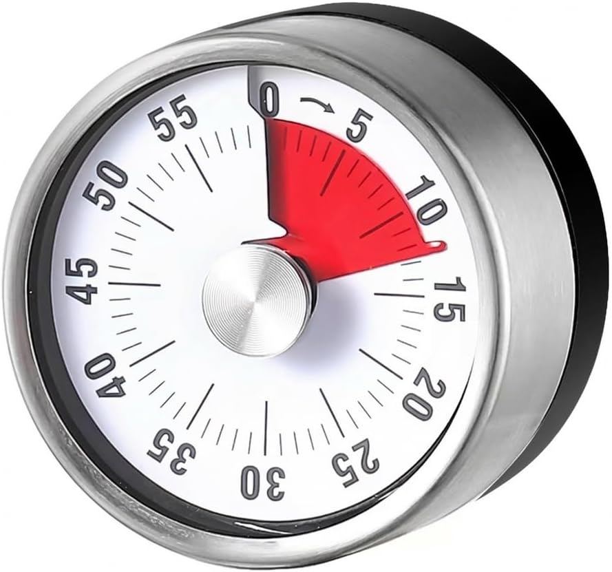 Magnetic Kitchen Timer, 60-Minute Mechanical Visual Countdown Timer, Loud Alarm & No Batteries Needed, Stainless Steel Timer for Cooking, Kids, Classroom, and Study