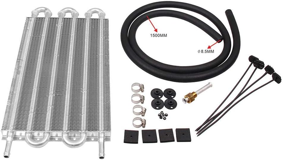 Universal Transmission Oil Cooler Kit, Automotive Transmission Fluid Cooler Kit Engine Oil Cooler Universal Automatic Transmission Oil Cooler Car Parts(Silver)