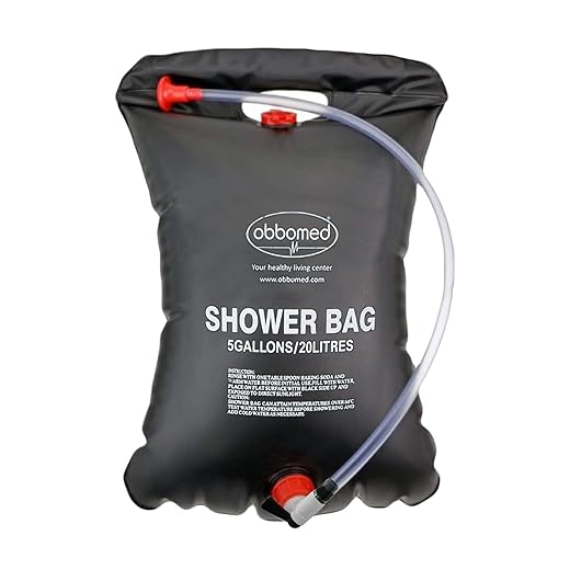 ObboMed HB-4020 20 litros Bolsa de Ducha Solar Portátil para Colgar en el Soporte de Goteo o en el Poste de la Cama; Contenedor de Agua Caliente Solar para Bañarse - 62 x 41 cm