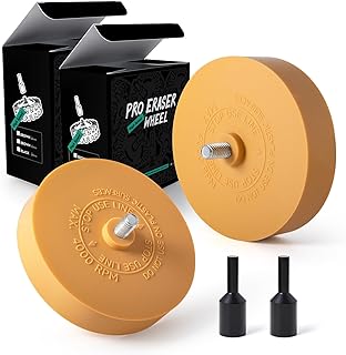 FOSHIO 2 Pack Decal Remover Eraser Wheel with Adapter 4 inch Rubber Eraser Wheel for Drill Removes Car Decal Vinyl Tape Graphics Pinstripe Sticker Adhesive Remover (2 Pack Solid)