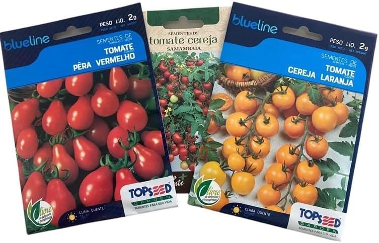 Kit de Sementes Tomates Pera Vermelho, Cereja Laranja e Samambaia...