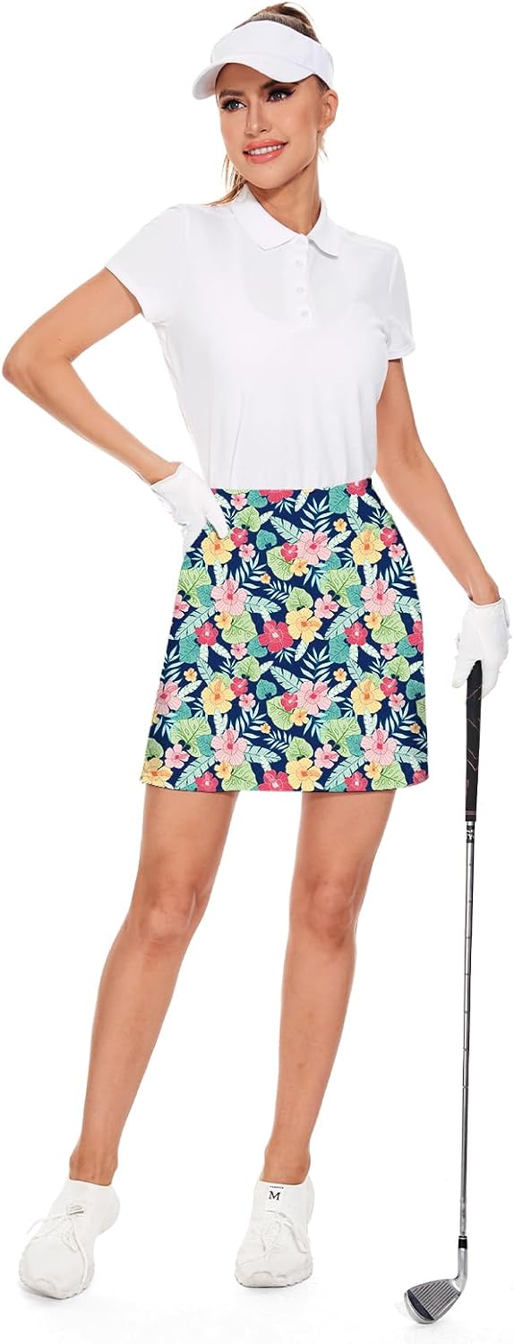 M MOTEEPI Skorts for Woman 18" Golf Athletic Skirts with Pockets High Waist Tennis Skirt