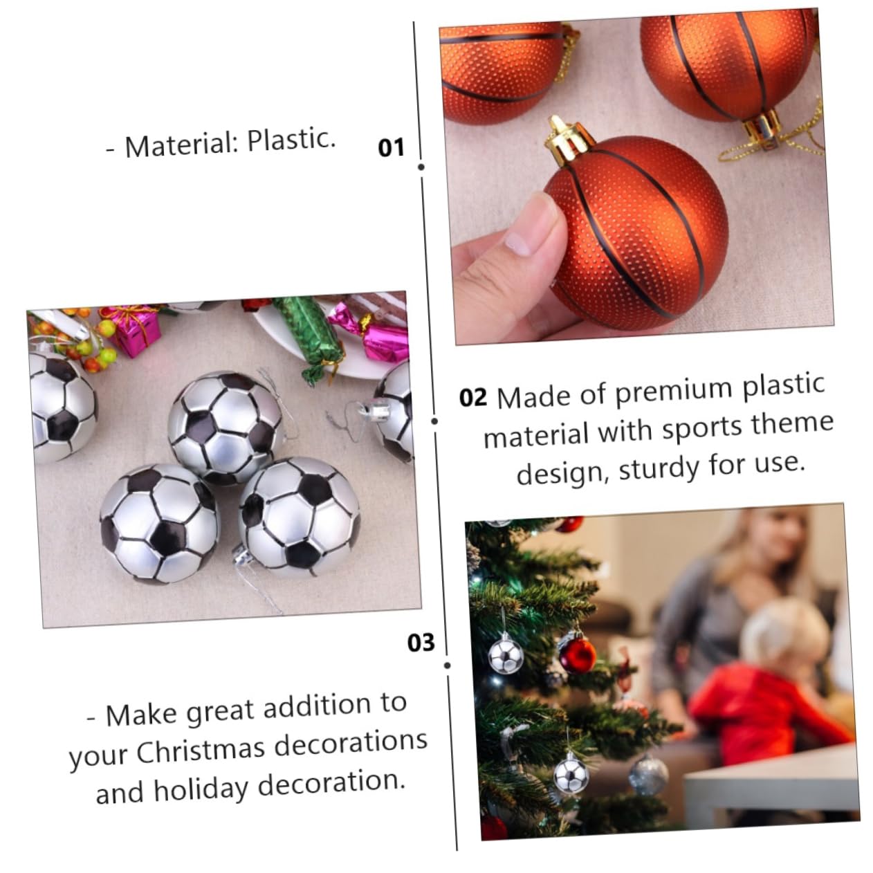 ABOOFAN 2 Juegos De 12 Adornos Navideños con Temática Deportiva Adornos Únicos para Árbol De Navidad.