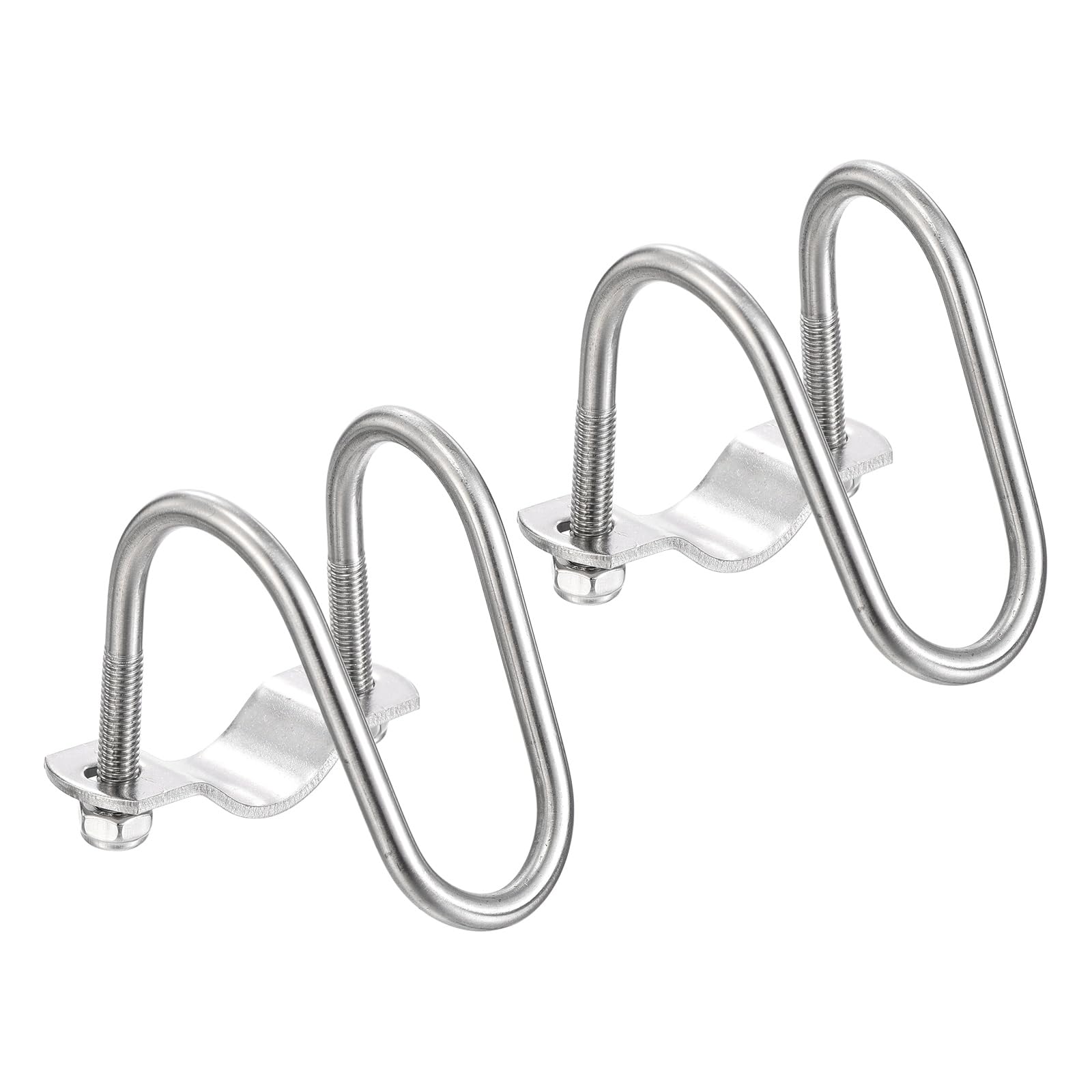 sourcing map 2pcs Cross Pipe Clamp 20mm x 25mm (0.79" x 0.98") M6 304 Stainless Steel U-Shaped Tube Buckle Crossover Steel Pipe Connector for Farm Greenhouse Awning Frames Nursery Fence
