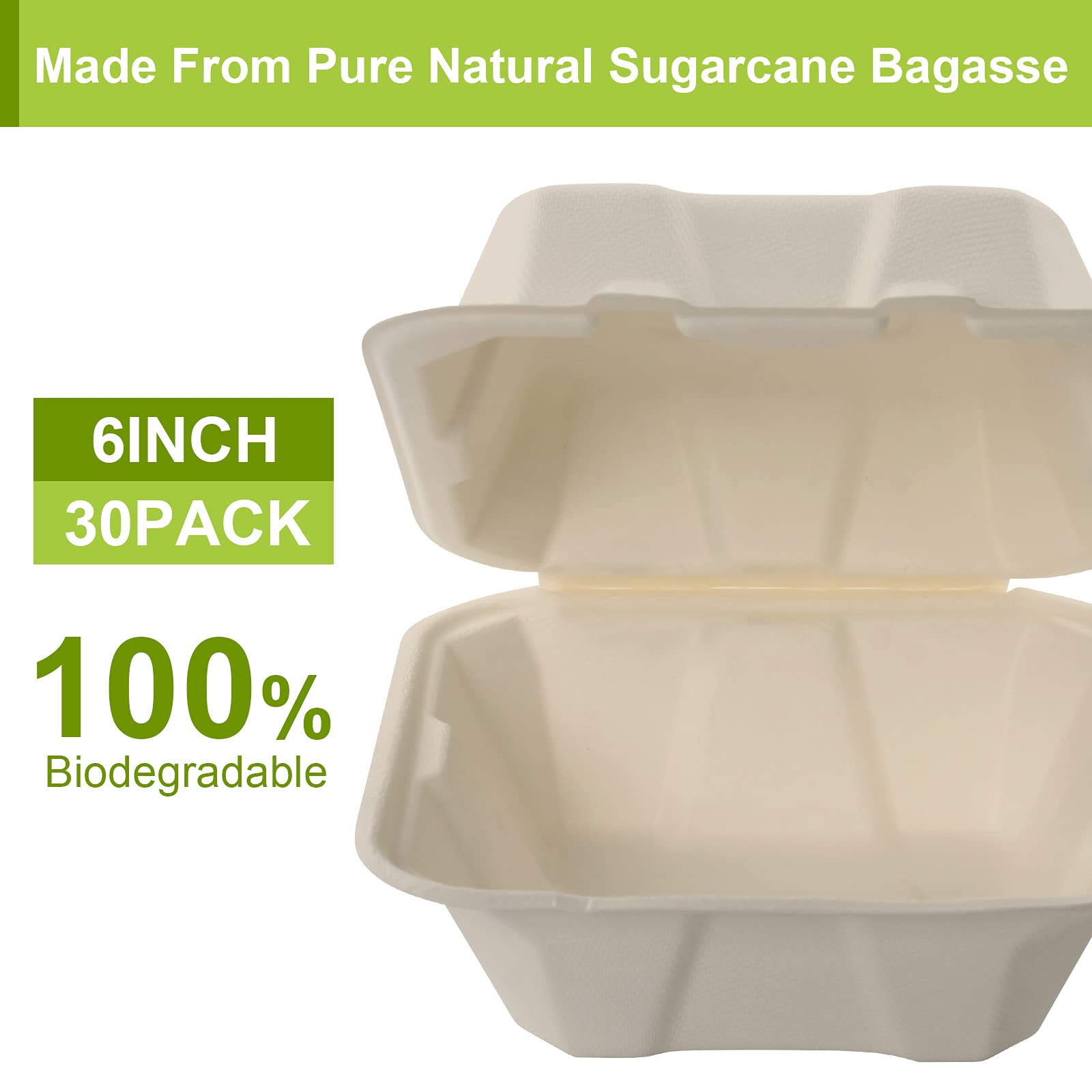 Buy CVIUYO Rigid Compostable Clamshell Sugarcane Bagasse Takeaway