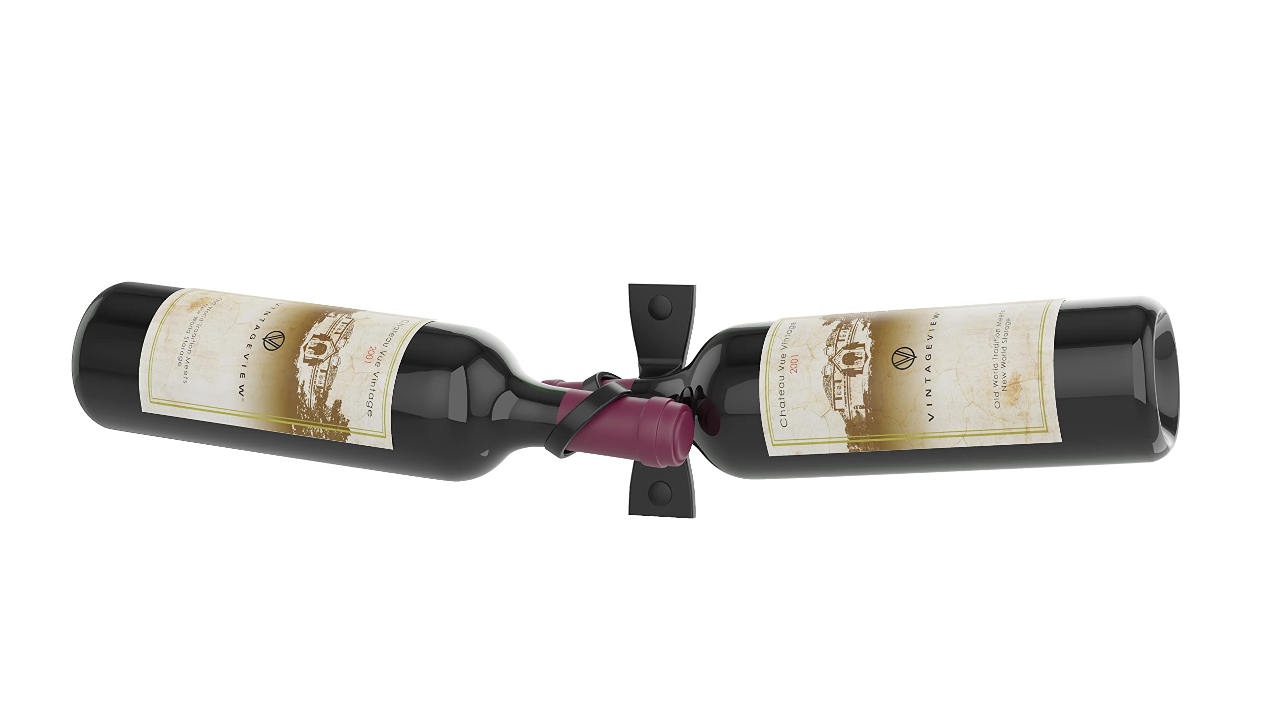 VintageView Helix Dual 5 | Minimalist Wall Mounted Metal Wine Rack (Matte Black, Standard)