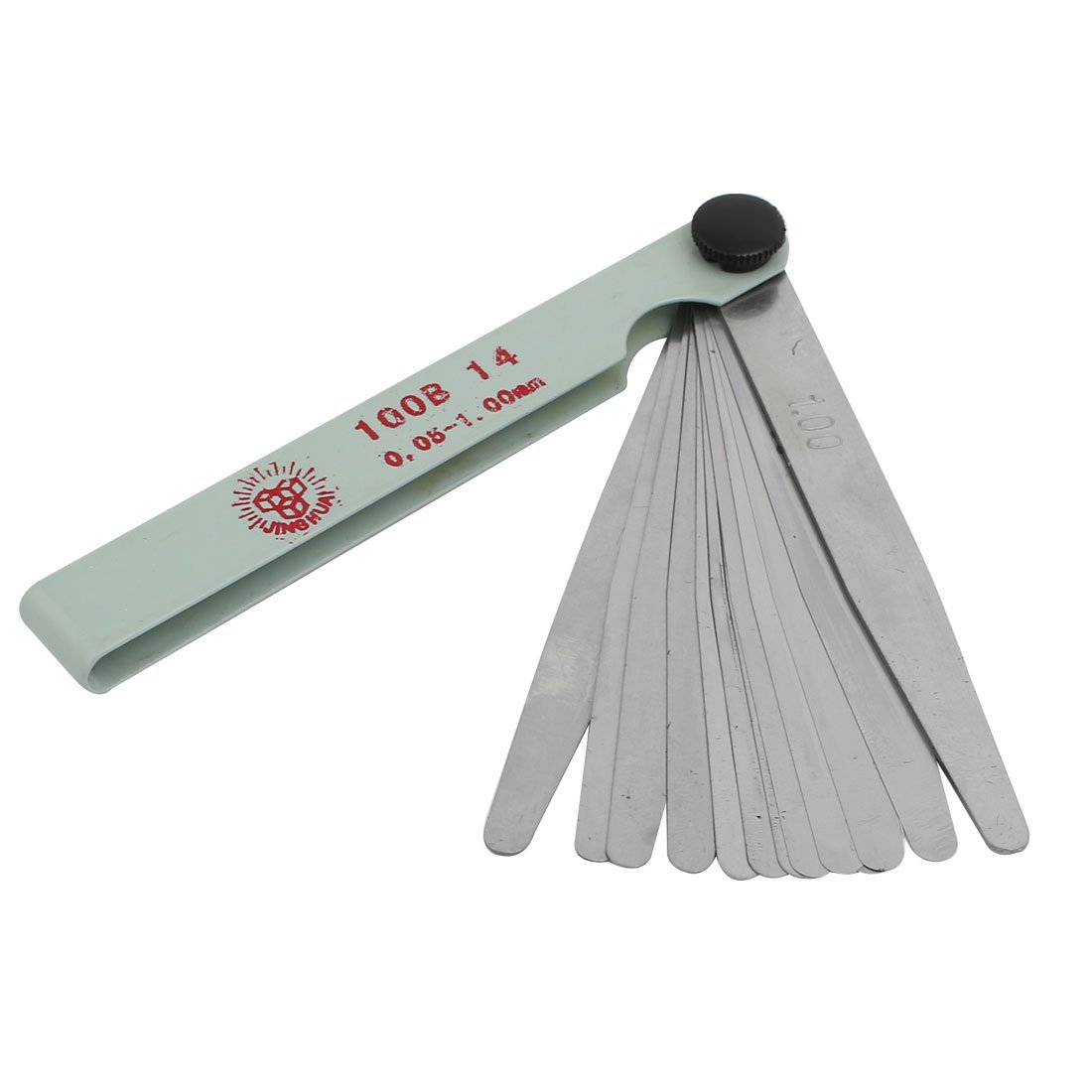 Aexit 0.05mm-1mm 90mm Measuring Tools Length 14 Leaves Metal Feeler Filler Gauge Measuring Tool Model:17as456qo545