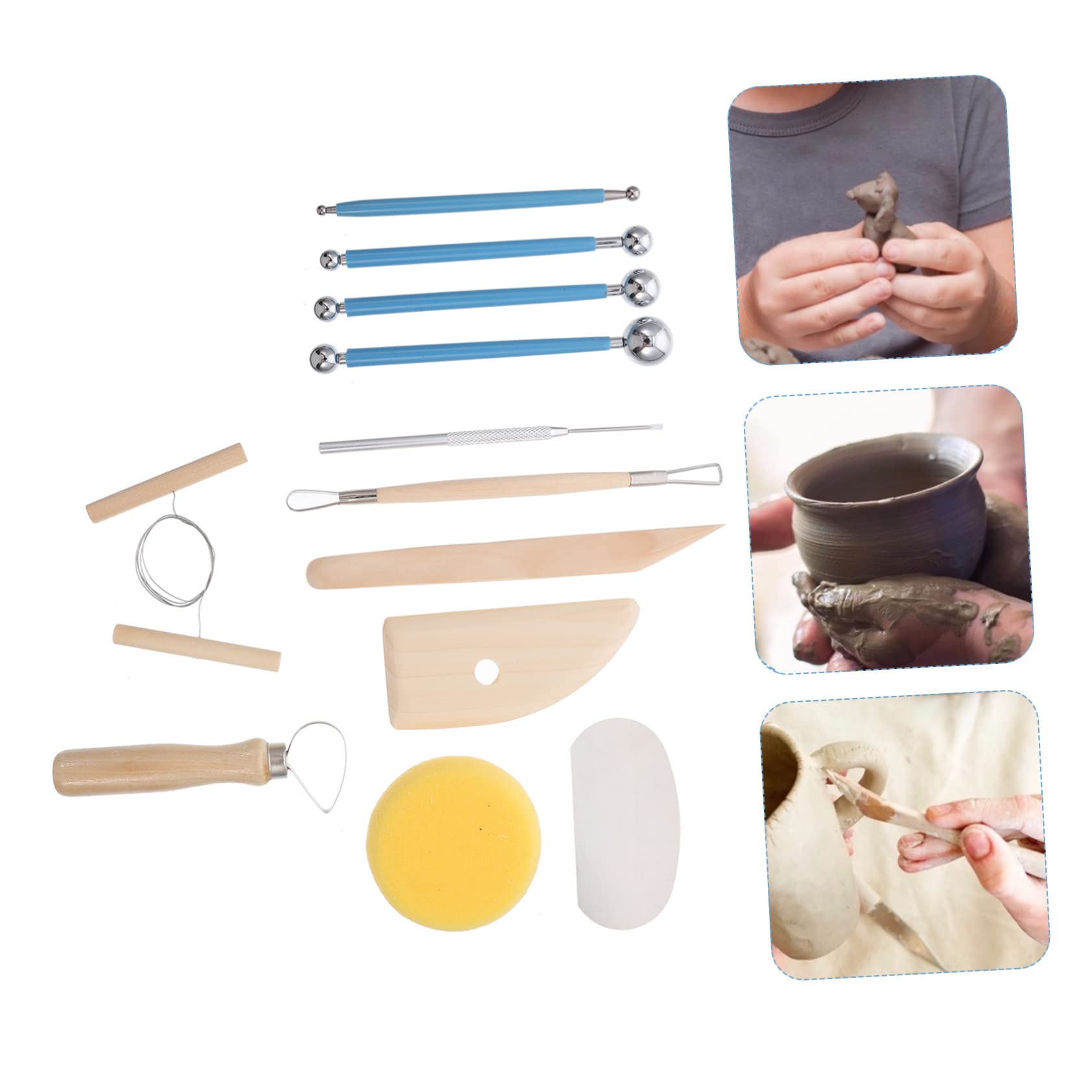 jojofuny 2 Sets Clay Sculpting Tools Kit DIY Pottery Sculpting Supplies for Beginners Professionals Cutter Ball Embossing Stylus for Art