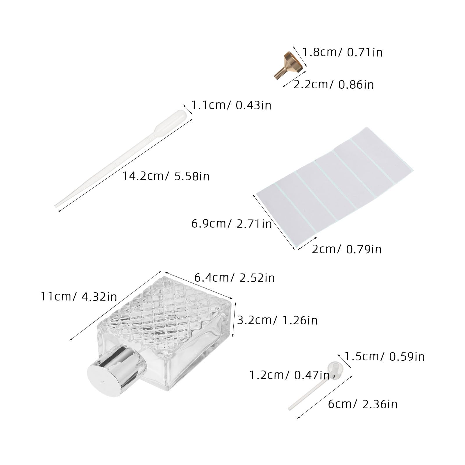 POPETPOP 4 Stück Quadratische Parfümflaschen aus Glas 100ml mit Sprühpumpe und Trichter Tragbare Nachfüllbare Parfümzerstäuber für Reisen und Selbstgemacht Duftprojekte