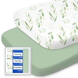 Bassinet Sheets for Baby Boy Girl, TotBasic Buttery Soft Universal Bassinet Fitted Sheet, Compatible with Halo, Mika Micky, Baby Delight, Dream On Me, Maxi COSI and More Bassinet Mattress(Greenleaf)