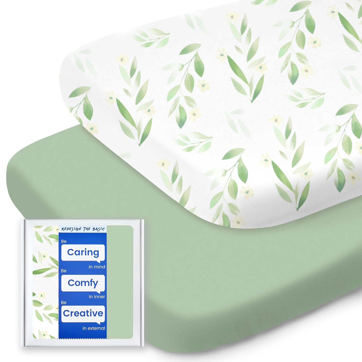 Bassinet Sheets for Baby Boy Girl, TotBasic Buttery Soft Universal Bassinet Fitted Sheet, Compatible with Halo, Mika Micky, Baby Delight, Dream On Me, Maxi COSI and More Bassinet Mattress(Greenleaf)