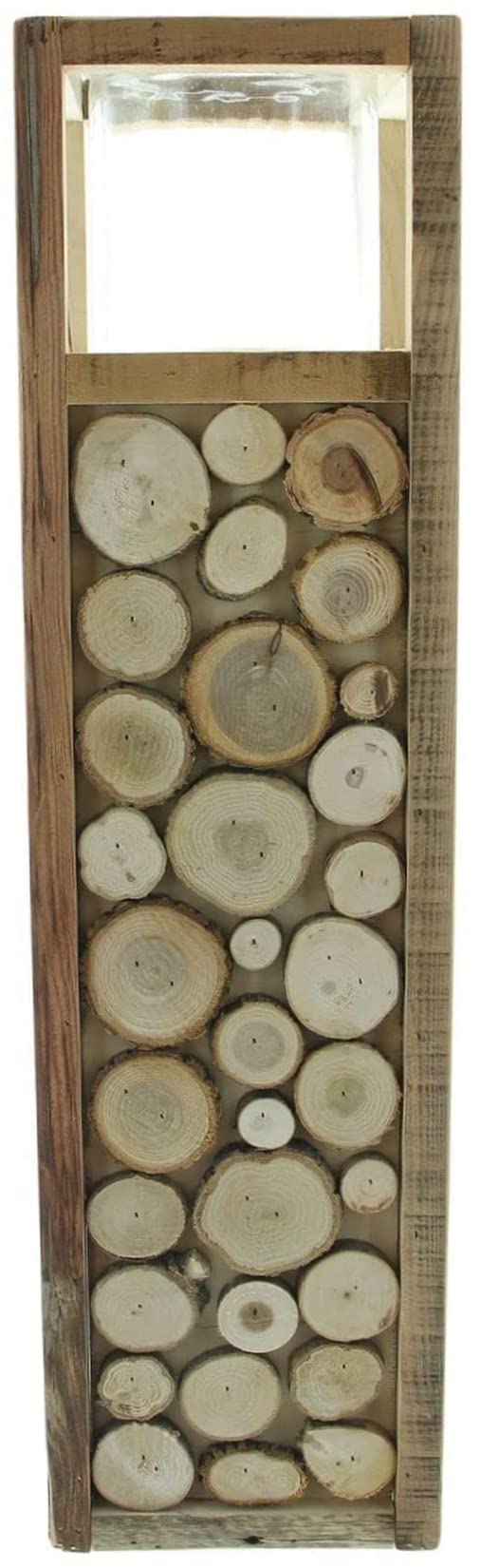 Holz Windlichtsäule Holzscheiben 58 cm hoch, Dekosäule mit Windlicht | Kerzenständer, Holzsäule, Bodenwindlicht