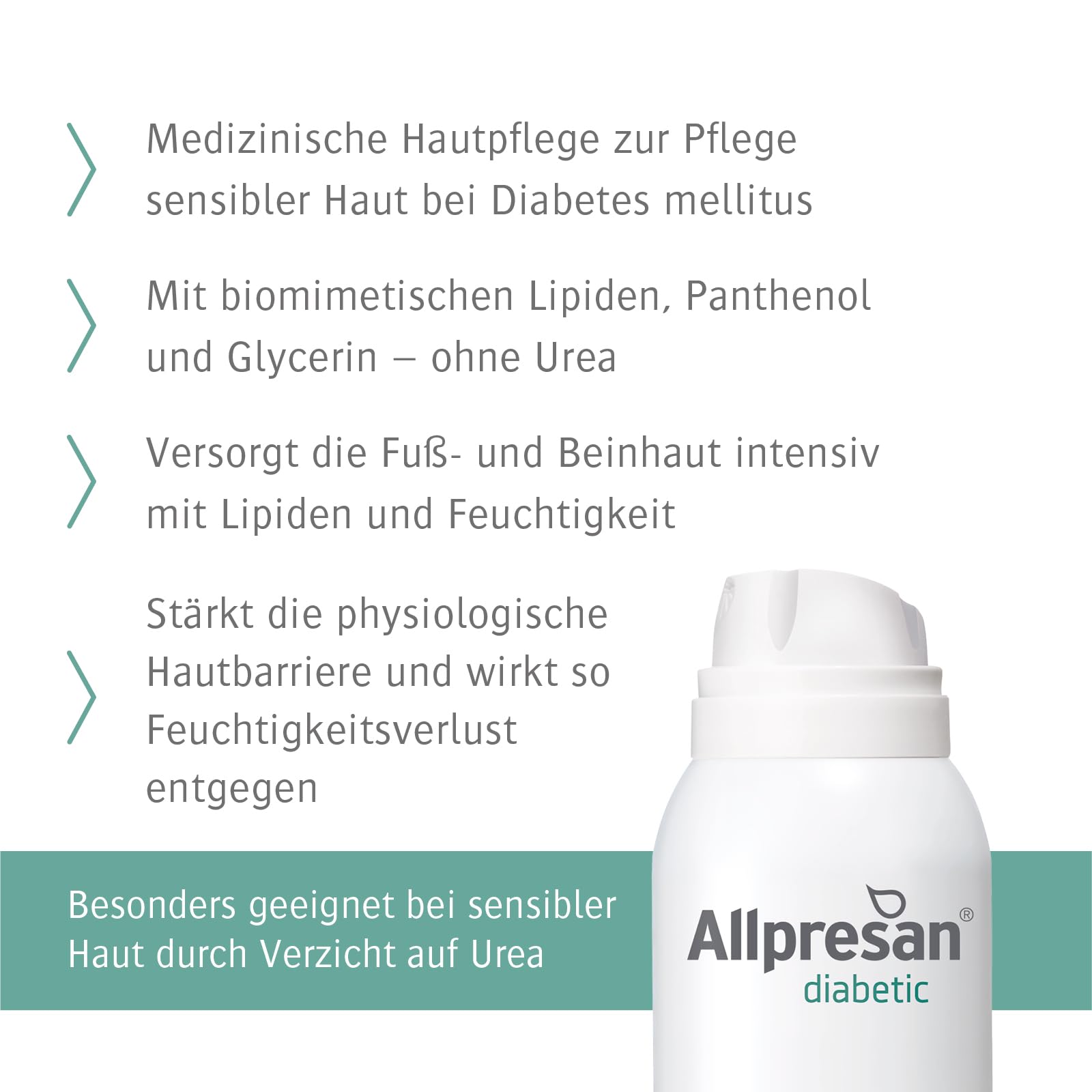 Allpresan diabetic Repair Sensitive Schaum-Creme ohne Urea 3x 200 ml | Zur intensiven Pflege sehr trockener, sensibler Füße