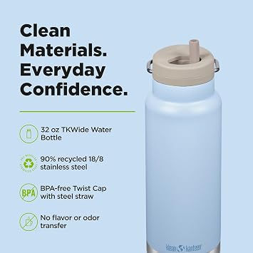 Klean Kanteen Unisex's TKWide 32 oz (with Twist Lid) Light Blue